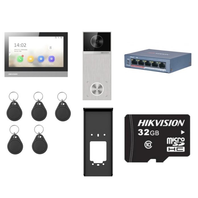 Rysunek przedstawiający zestaw wideodomofonu IP Hikvision